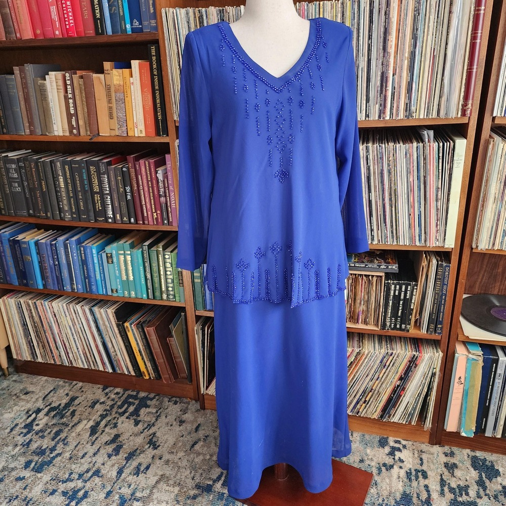 Royal blue Ultra Dress New York long sleeve maxi dress NEW with tags, vintage